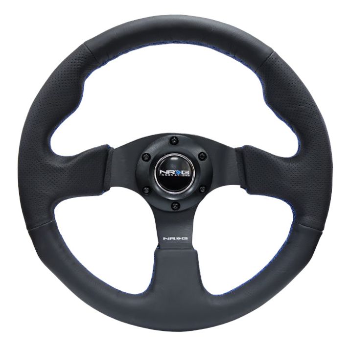 NRG RST-012R-BL - NRGRST-012R-BL - NRG Reinforced Steering Wheel (320mm) Black Leather w/Blue Stitching - Shipped in Europe - Tuningsupply.com