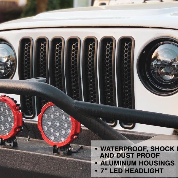 Raxiom J108042 - RAXJ108042 - Raxiom 97-18 Jeep Wrangler TJ/JK Axial Series LED Daymaker Headlights- Black Housing (Clear Lens) - Shipped in Europe - Tuningsupply.com