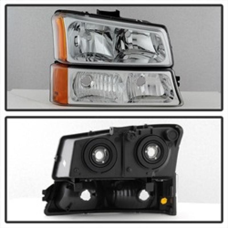SPYDER 5064912 - SPY5064912 - xTune Chevy Silverado 2500HD 03-06 Crystal Headlights w/ Bumper Lights Chrome HD-JH-CSIL03-AM-C-SET - Shipped in Europe - Tuningsupply.com