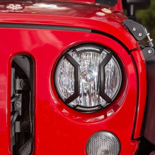 Rugged Ridge 11230.12 - RUG11230.12 - Rugged Ridge 07-18 Jeep Wrangler JK/JKU Textured Black Elite Headlight Euro Guards - Shipped in Europe - Tuningsupply.com