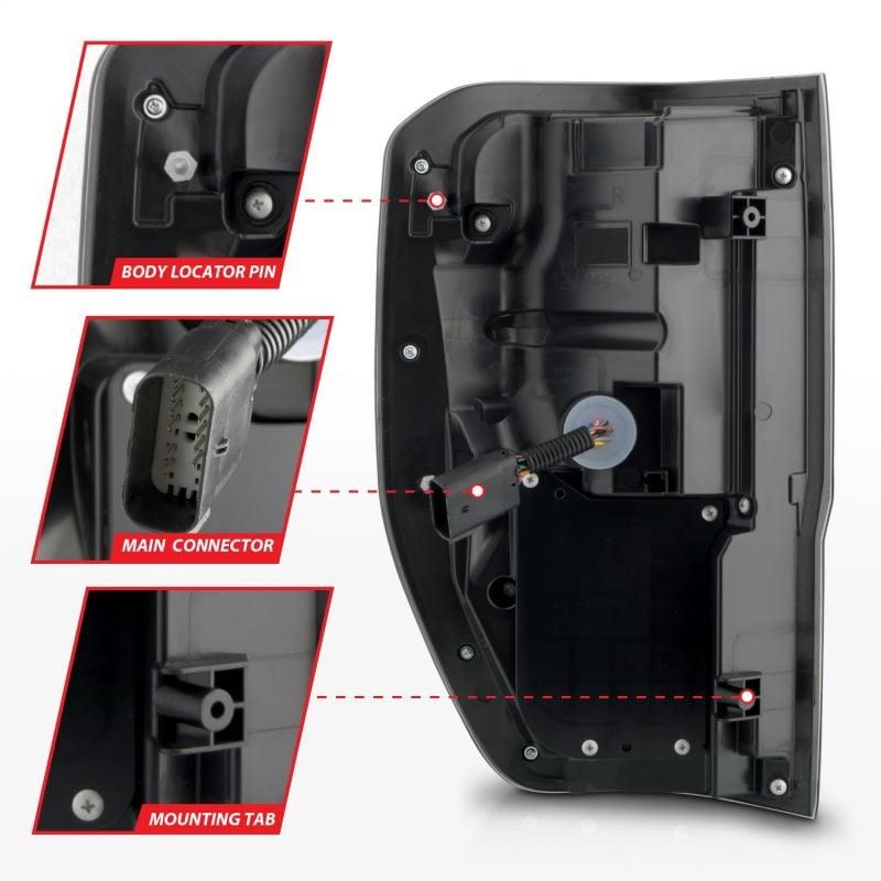 ANZO 311447 - ANZ311447 - ANZO 19-22 Ford Ranger Full LED Taillights w/ Lightbar Sequential Signal Black Housing/Smoke Lens - Shipped in Europe - Tuningsupply.com