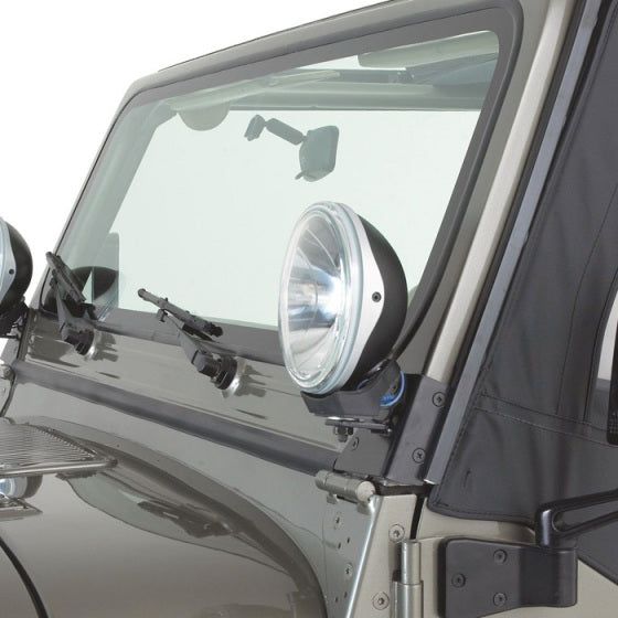 Rampage 7609 - RAM7609 - Rampage 1976-1983 Jeep CJ5 Windshield Hinge Light Bracket - Black - Shipped in Europe - Tuningsupply.com