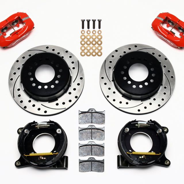 Wilwood 140-10094-DR - WIL140-10094-DR - Wilwood Forged Dynalite P/S Park Brake Kit Drilled Red Chevy C-10 2.42 Offset 5-lug - Shipped in Europe - Tuningsupply.com