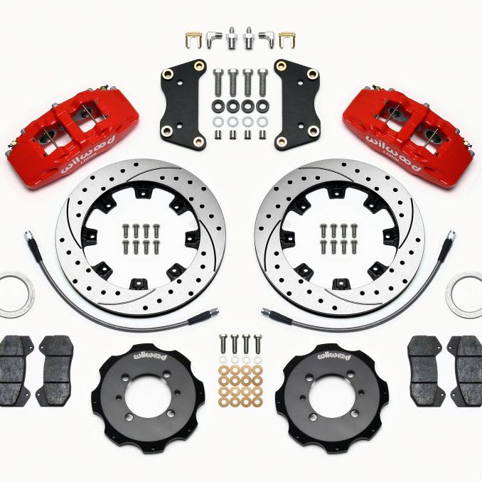 Wilwood 140-12767-DR - WIL140-12767-DR - Wilwood Dynapro 6 Front Hat Kit 12.19in Drilled Red 2012 Fiat 500 w/ Lines - Shipped in Europe - Tuningsupply.com