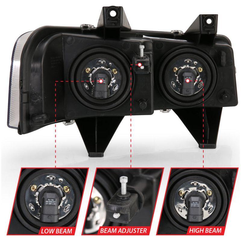 ANZO 111474 - ANZ111474 - ANZO 2003-2017 Chevy Express Crystal Headlight Black - Shipped in Europe - Tuningsupply.com