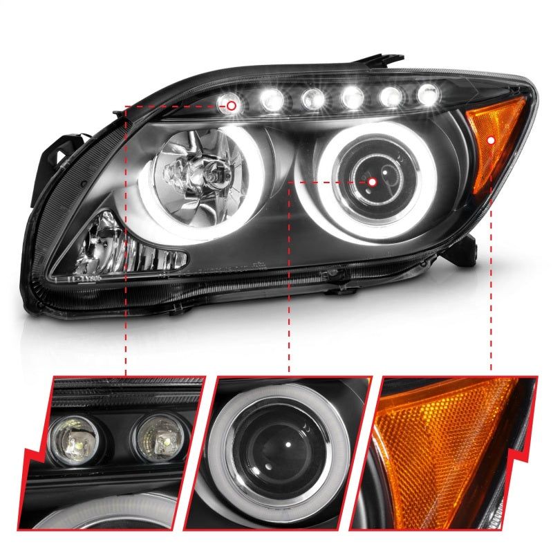 ANZO 121119 - ANZ121119 - ANZO 2005-2010 Scion Tc Projector Headlights w/ Halo Black (CCFL) - Shipped in Europe - Tuningsupply.com