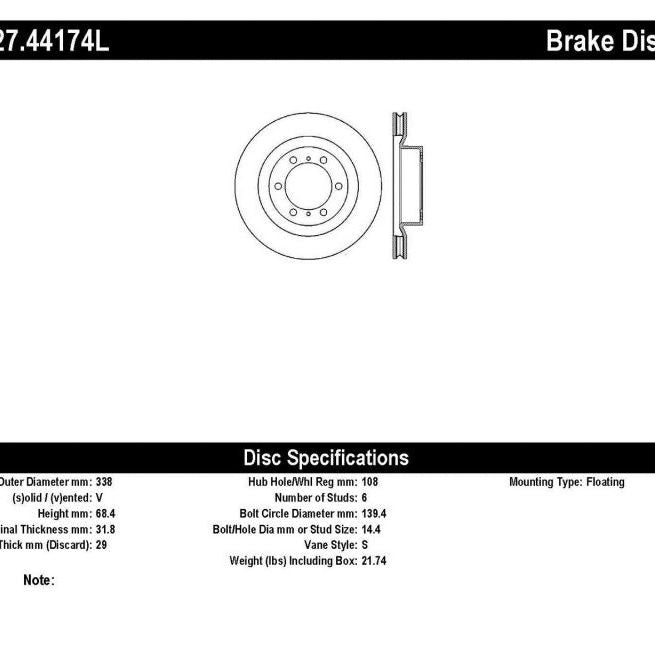 Stoptech 127.44174L - STO127.44174L - StopTech Slotted & Drilled Sport Brake Rotor - Shipped in Europe - Tuningsupply.com