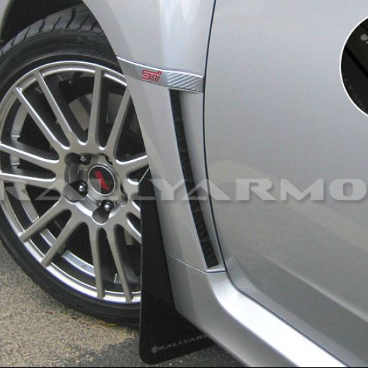 Rally Armor MF19-UR-BLK/SIL - RALMF19-UR-BLK/SIL - Rally Armor 11-14 Subaru WRX/STI (Sedan Only) Black UR Mud Flap w/Silver Logo - Shipped in Europe - Tuningsupply.com