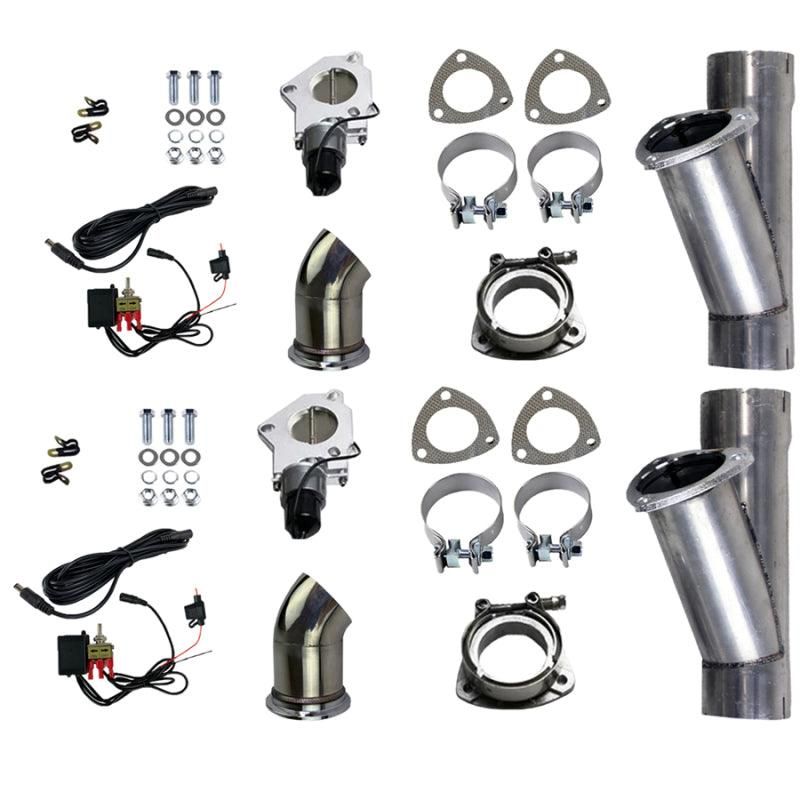 Granatelli Motor Sports 303530D - GMS303530D - Granatelli 3.0in Alum Mild Steel Electronic Dual Slip Fit Exhaust Cutout w/Band Clamps - Shipped in Europe - Tuningsupply.com