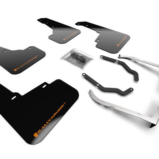Rally Armor MF46-LTUR-BLK/OR - RALMF46-LTUR-BLK/OR - Rally Armor 18-23 Subaru Crosstrek Black UR Mud Flap w/Orange Logo - Shipped in Europe - Tuningsupply.com