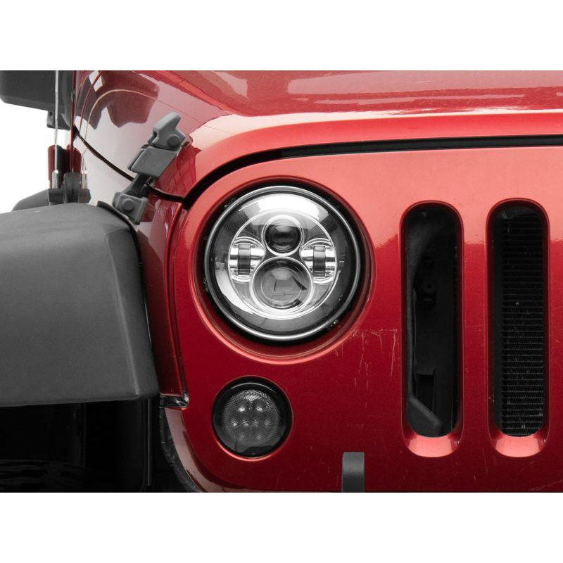 Raxiom J108043 - RAXJ108043 - Raxiom 97-18 Jeep Wrangler TJ/JK Axial Series LED Daymaker Headlights- Chrome Housing (Clear Lens) - Shipped in Europe - Tuningsupply.com