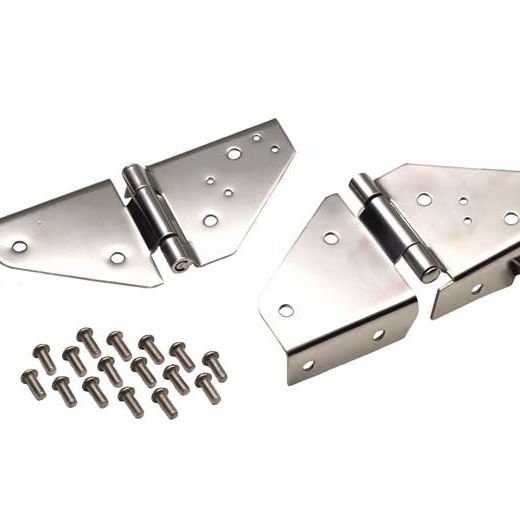 Kentrol 30403 - KEN30403 - Kentrol 76-95 Jeep CJ/Wrangler YJ Windshield Hinge Pair - Polished Silver - Shipped in Europe - Tuningsupply.com