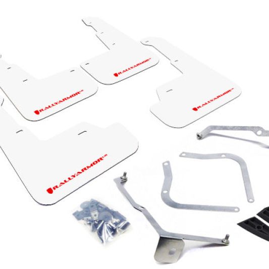 Rally Armor MF32-UR-WH/RD - RALMF32-UR-WH/RD - Rally Armor 15-21 Subaru WRX/STI White UR Mud Flap w/Red Logo - Shipped in Europe - Tuningsupply.com