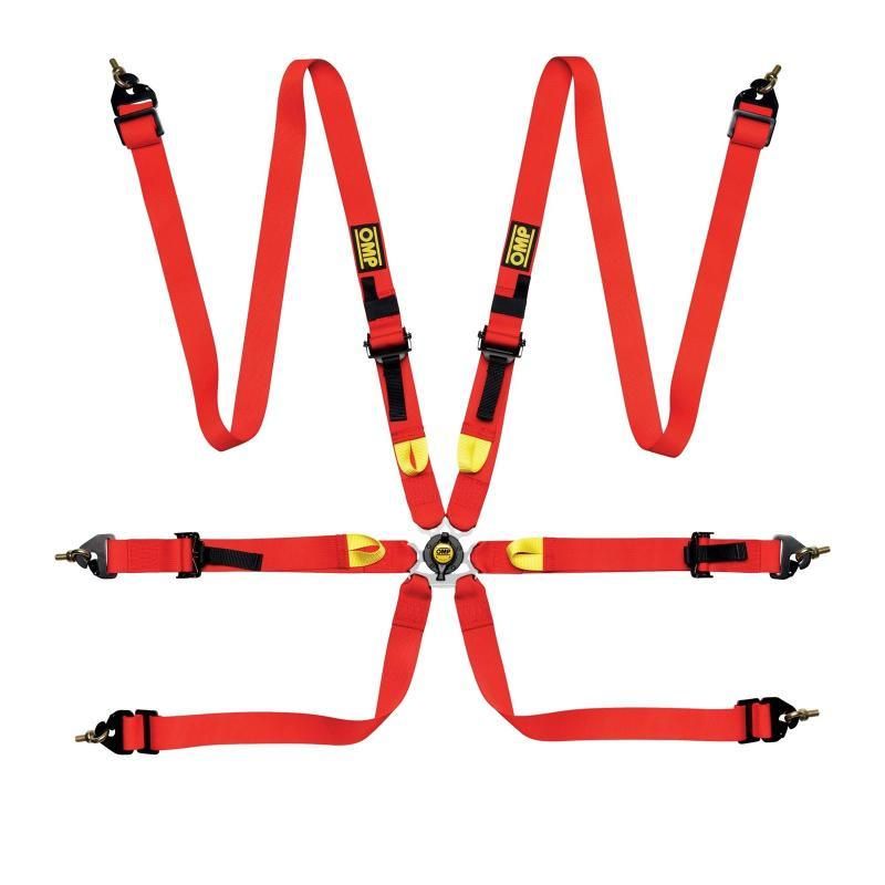 OMP DA0-0208-A01-061 - OMPDA0-0208-A01-061 - OMP Safety Harness First 2In Red (Fia 8853-2016) Pull Up - Steel Adj - Shipped in Europe - Tuningsupply.com