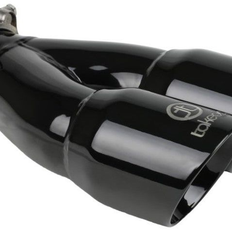 aFe 49T25364-B10 - AFE49T25364-B10 - aFe Takeda 2.5in 304 Stainless Steel Clamp-on Exhaust Tip 2.5in Inlet 3in Dual Outlet - Black - Shipped in Europe - Tuningsupply.com
