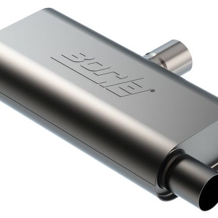 Borla 60714 - BOR60714 - Borla T- Flow Universal Muffler - 2.5in Single Inlet/2.5in Dual Outlet 24in OAL 4.25x9.10x18in Body - Shipped in Europe - Tuningsupply.com
