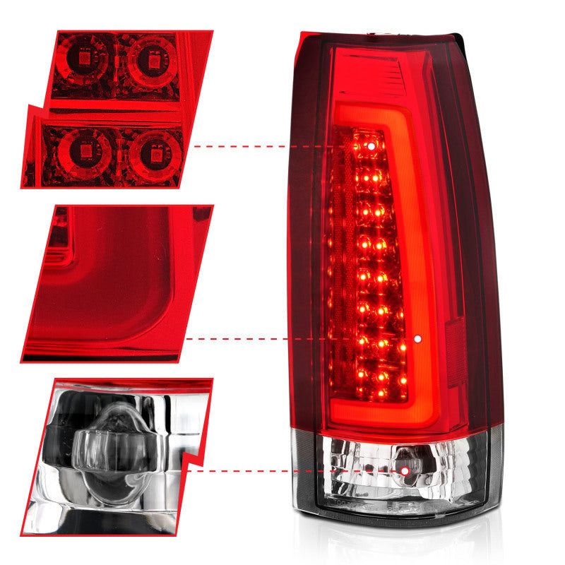 ANZO 311346 - ANZ311346 - ANZO 1999-2000 Cadillac Escalade LED Taillights Chrome Housing Red/Clear Lens Pair - Shipped in Europe - Tuningsupply.com