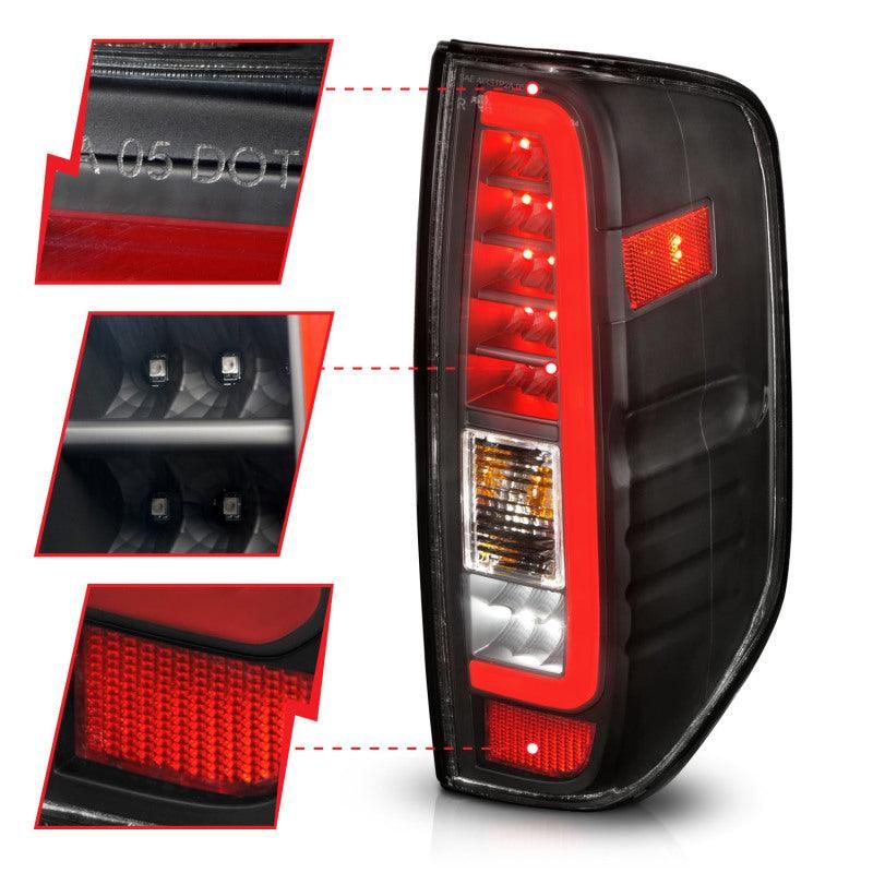 ANZO 311443 - ANZ311443 - ANZO 2005-2021 Nissan Frontier LED Taillights Black Housing/Clear Lens - Shipped in Europe - Tuningsupply.com