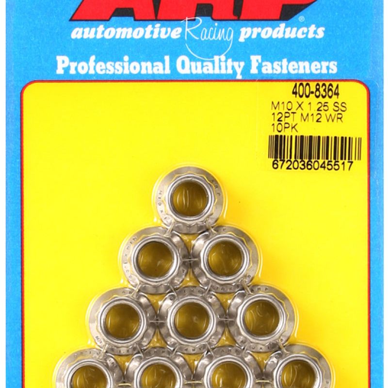 ARP 400-8364 - ARP400-8364 - ARP M10 x 1.25 SS 12pt Nut Kit (10/pkg) - Shipped in Europe - Tuningsupply.com
