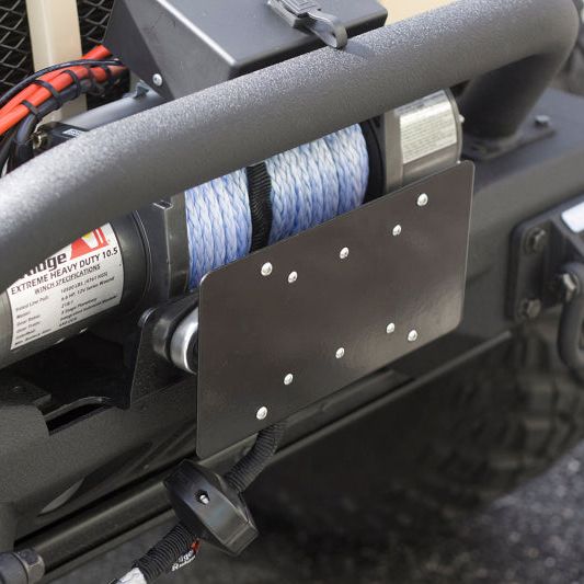 Rugged Ridge 11238.07 - RUG11238.07 - Rugged Ridge Front Hawse Fairlead License Plate Mounting Bracket - Shipped in Europe - Tuningsupply.com