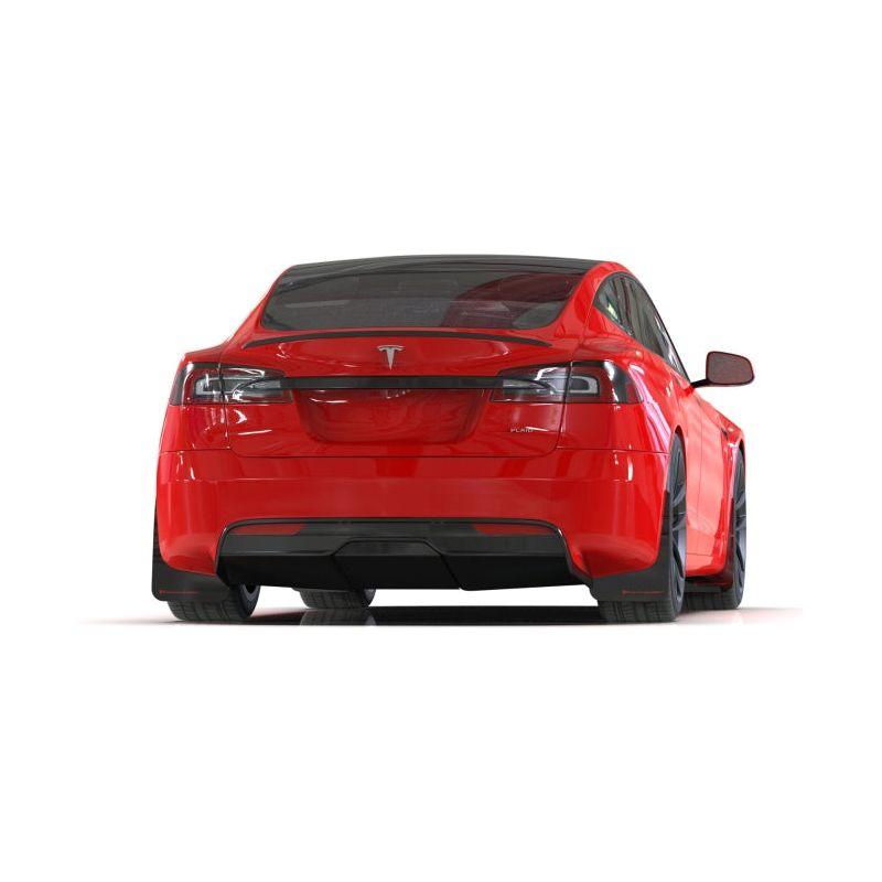 Rally Armor MF101-UR-BLK-RD - RALMF101-UR-BLK-RD - Rally Armor 21-25 Tesla Model S / S Plaid Black UR Mud Flap w/Red Logo - Shipped in Europe - Tuningsupply.com