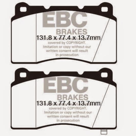 EBC DP32147C - EBCDP32147C - EBC 09+ Hyundai Genesis Coupe 2.0 Turbo (Brembo) Redstuff Front Brake Pads - Shipped in Europe - Tuningsupply.com