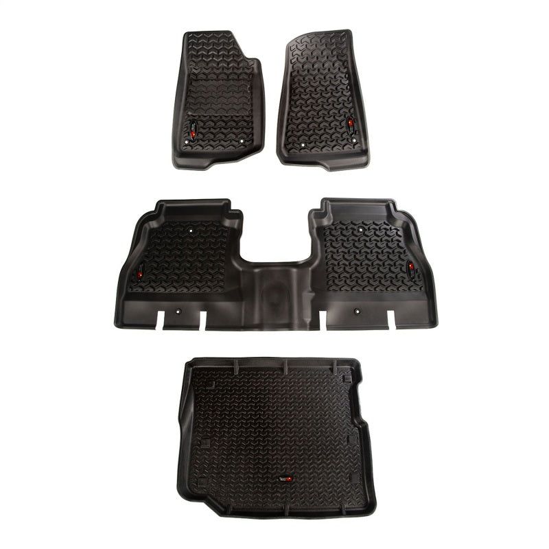Rugged Ridge 12988.05 - RUG12988.05 - Rugged Ridge Floor Liner Front/Rear/Cargo Black 18-21 Jeep Wrangler JL 4 Dr (Excl. 4XE Models) - Shipped in Europe - Tuningsupply.com