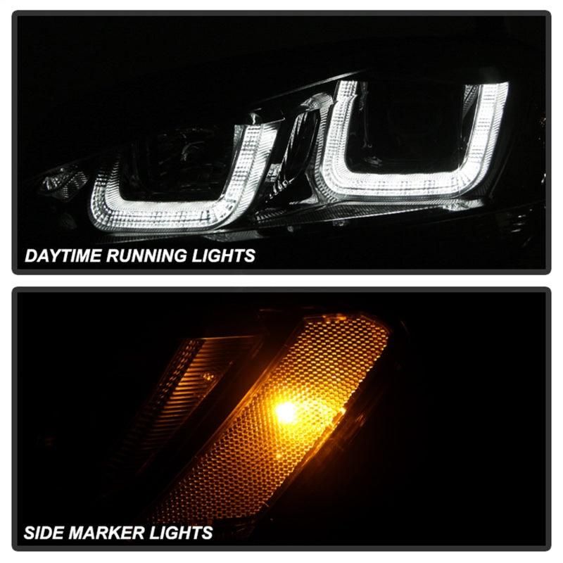 SPYDER 5080578 - SPY5080578 - Spyder Volkswagen Golf VII 14-16 Projector Headlights DRL LED Blk Stripe Blk PRO-YD-VG15-BLK-DRL-BK - Shipped in Europe - Tuningsupply.com