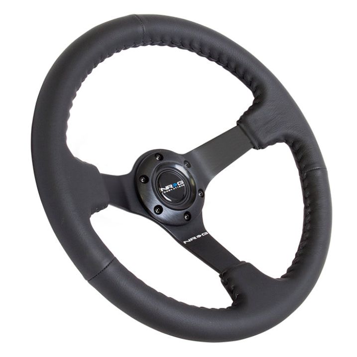 NRG RST-036MB-R - NRGRST-036MB-R - NRG Reinforced Steering Wheel (350mm / 3in. Deep) Bk Leather w/Bk BBall Stitch (Odi Bakchis Edition) - Shipped in Europe - Tuningsupply.com