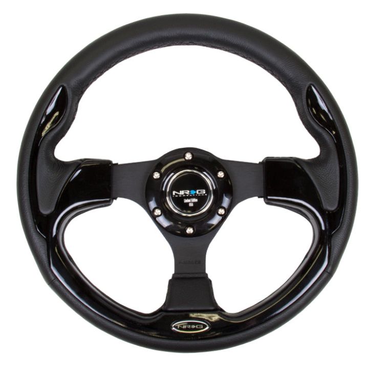 NRG RST-001BK - NRGRST-001BK - NRG Reinforced Steering Wheel (320mm) Blk w/Gloss Black Trim - Shipped in Europe - Tuningsupply.com