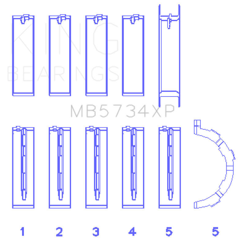 King Engine Bearings GMB5734XP - KINGMB5734XP - King Engine Bearings Ford Mustang Prod 302 Coyote Performance Main Bearing Set - Size STD - Shipped in Europe - Tuningsupply.com