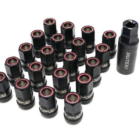Wheel Mate HR3805TR - WHMHR3805TR - Wheel Mate Muteki HR38 Open End Lug Nuts 12x1.25 Titanium Chrome / Red Ring - Shipped in Europe - Tuningsupply.com