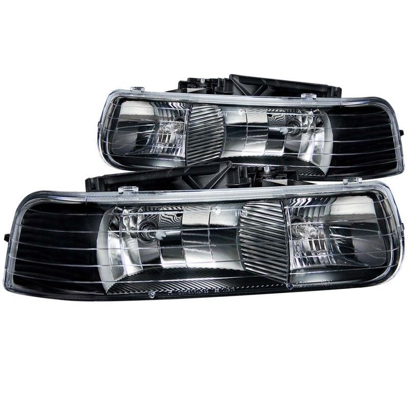 ANZO 111155 - ANZ111155 - ANZO 1999-2002 Chevrolet Silverado 1500 Crystal Headlights Black - Shipped in Europe - Tuningsupply.com