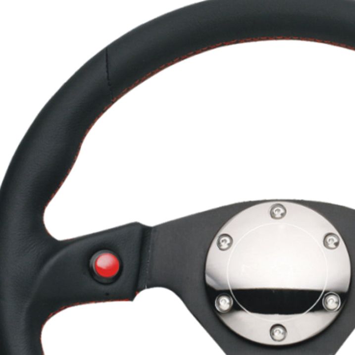 NRG RST-007R - NRGRST-007R - NRG Reinforced Steering Wheel (320mm) Blk Leather w/Dual Buttons - Shipped in Europe - Tuningsupply.com