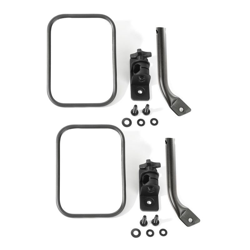 Rugged Ridge 11025.22 - RUG11025.22 - Rugged Ridge 97-18 Jeep Wrangler Textured Black Rectangular Stubby Trail Mirror Kit - Shipped in Europe - Tuningsupply.com