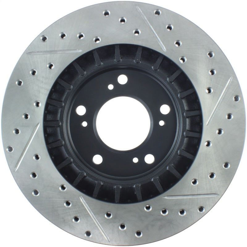 Stoptech 127.40048R - STO127.40048R - StopTech 00-09 S2000 Slotted & Drilled Right Front Rotor - Shipped in Europe - Tuningsupply.com