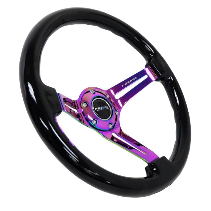 NRG RST-018BK-MC - NRGRST-018BK-MC - NRG Reinforced Steering Wheel (350mm / 3in. Deep) Blk Wood w/Blk Matte Spoke/Neochrome Center Mark - Shipped in Europe - Tuningsupply.com