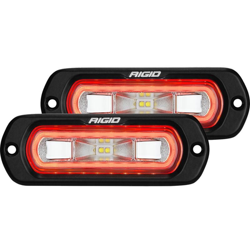 Rigid Industries 53222 - RIG53222 - Rigid Industries SR-L Series Flush Mount LED Spreader Pair w/ Red Halo - Universal - Shipped in Europe - Tuningsupply.com
