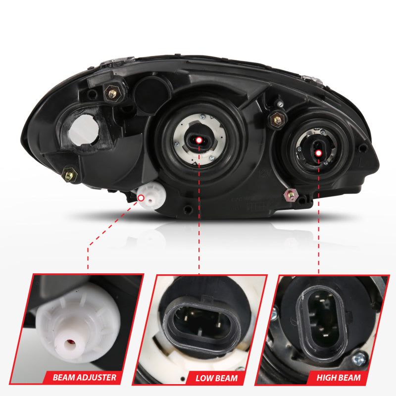 ANZO 111472 - ANZ111472 - ANZO 2001-2005 Chrysler Pt Cruiser Crystal Headlight Chrome Amber (OE) - Shipped in Europe - Tuningsupply.com