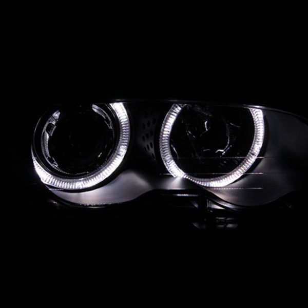 ANZO 121015 - ANZ121015 - ANZO 1999-2001 BMW 3 Series E46 Projector Headlights w/ Halo Black - Shipped in Europe - Tuningsupply.com