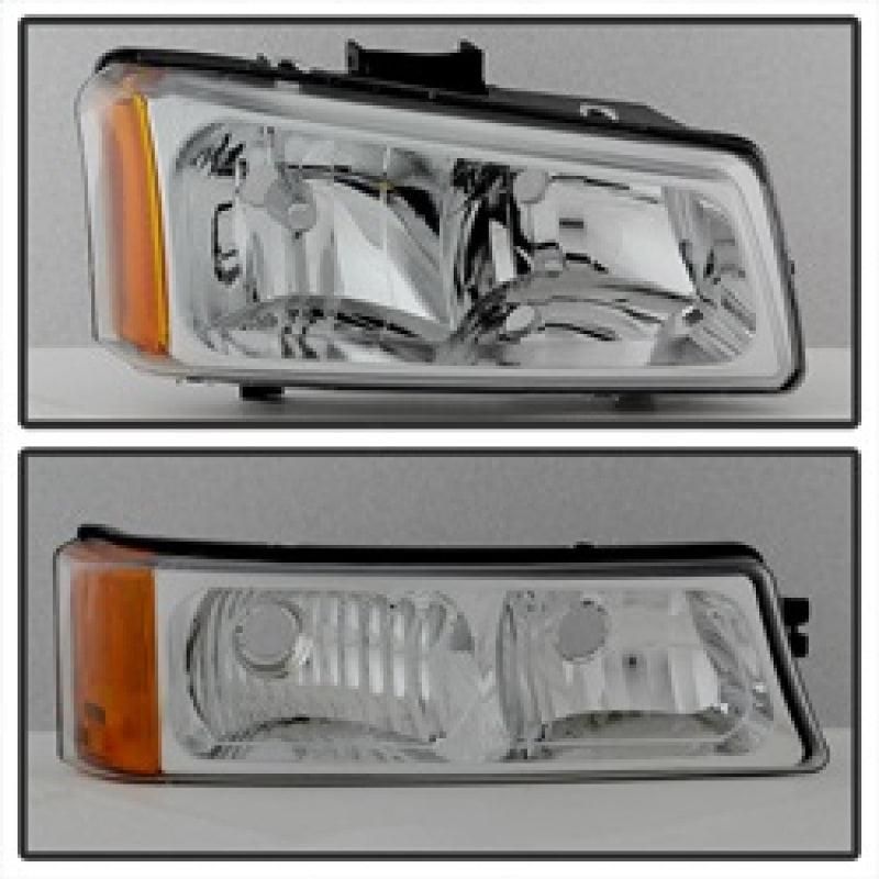SPYDER 5064912 - SPY5064912 - xTune Chevy Silverado 2500HD 03-06 Crystal Headlights w/ Bumper Lights Chrome HD-JH-CSIL03-AM-C-SET - Shipped in Europe - Tuningsupply.com