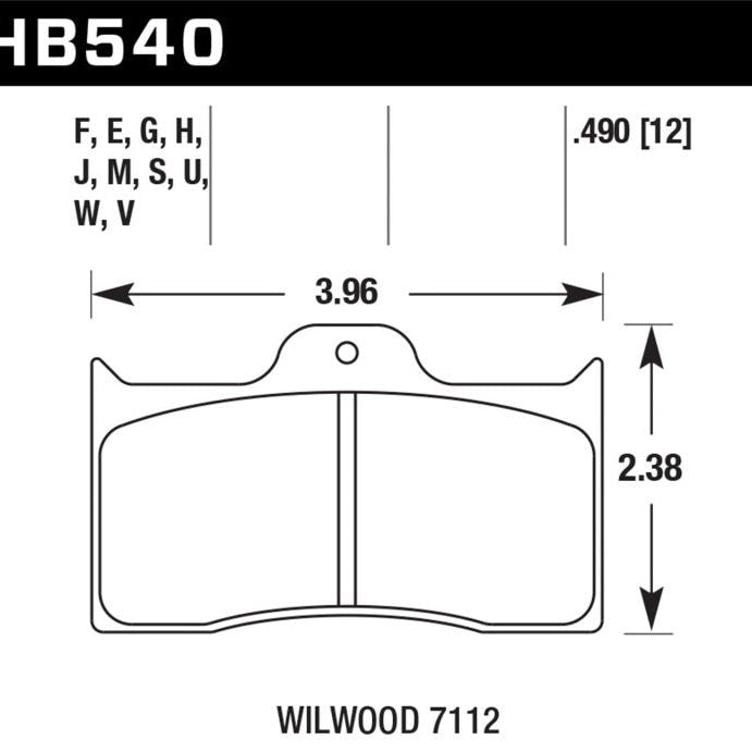 Hawk Performance KHB540B.490 - HAWKHB540B.490 - Hawk Wilwood HPS 5.0 Brake Pads - Shipped in Europe - Tuningsupply.com