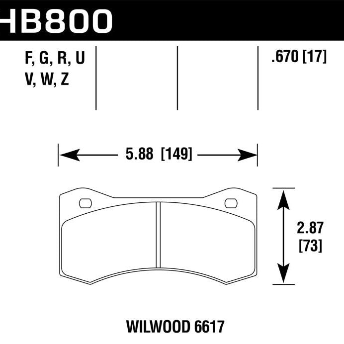 Hawk Performance KHB800G.670 - HAWKHB800G.670 - Hawk Willwood 6617 DTC-60 Race Brake Pads - Shipped in Europe - Tuningsupply.com