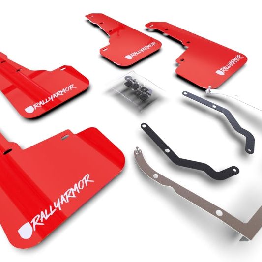 Rally Armor MF46-LTUR-RD/WH-X - RALMF46-LTUR-RD/WH-X - Rally Armor 18-23 Subaru Crosstrek Red UR Mud Flaps - White Logo Altered Font - Shipped in Europe - Tuningsupply.com