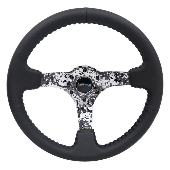 NRG RST-036DC-R - NRGRST-036DC-R - NRG Reinforced Steering Wheel (350mm / 3in. Deep) Blk Leather w/Hydrodipped Digi-Camo Spokes - Shipped in Europe - Tuningsupply.com