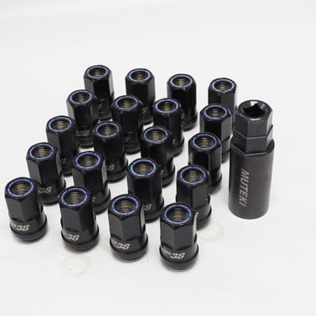 Wheel Mate HR3805TU - WHMHR3805TU - Wheel Mate Muteki HR38 Open End Lug Nuts 12x1.25 Titanium Chrome / Blue Ring - Shipped in Europe - Tuningsupply.com