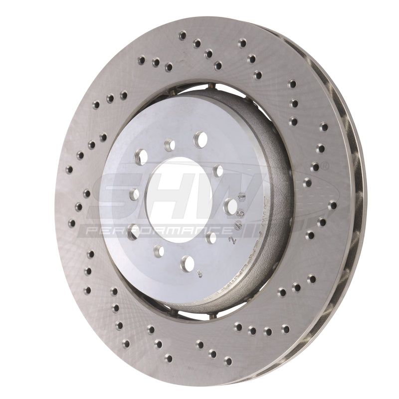 SHW Performance BFR44461 - SHWBFR44461 - SHW 05-06 BMW M3 3.2L Right Front Cross-Drilled Lightweight Brake Rotor (34112282446) - Shipped in Europe - Tuningsupply.com