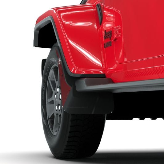 Rally Armor MF104-BLK-MBK - RALMF104-BLK-MBK - Rally Armor 19-25 Jeep JT Gladiator (Mojave/Rubicon) Black Mud Flap w/Metallic Black Logo - Shipped in Europe - Tuningsupply.com