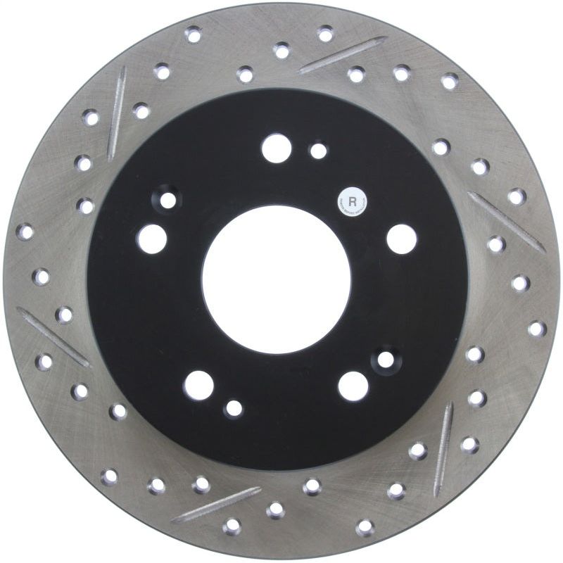 Stoptech 127.40040R - STO127.40040R - StopTech 06-09 Honda Civic Ex/Si Slotted & Drilled Right Rear Rotor - Shipped in Europe - Tuningsupply.com