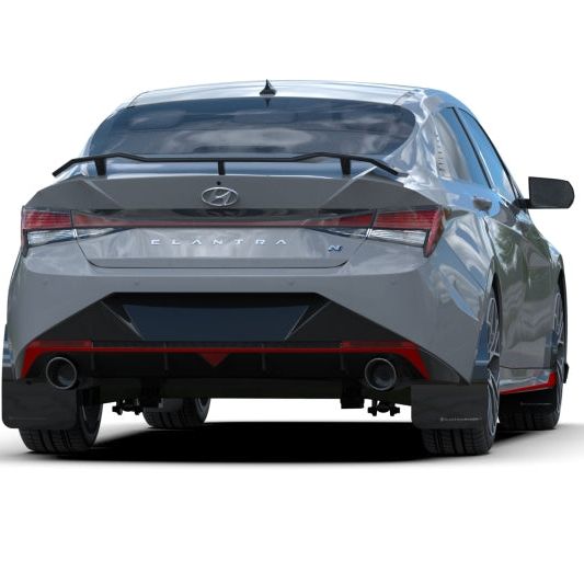 Rally Armor MF79-UR-BLK-WH - RALMF79-UR-BLK-WH - Rally Armor 22-23 Hyundai Elantra N & N Line Black UR Mud Flap w/White Logo - Shipped in Europe - Tuningsupply.com